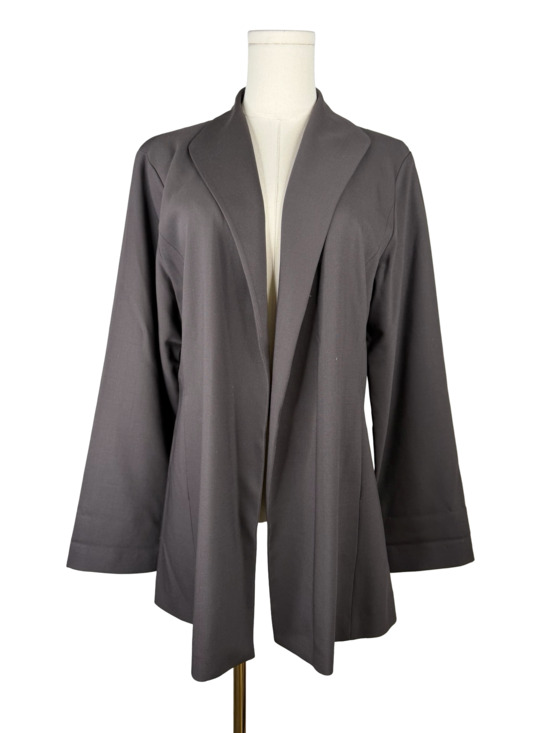 Eileen Fisher Jackets & Blazers - Eileen Fisher Dark Brown Open-Front Stretch Crepe Long Jacket Sz. M